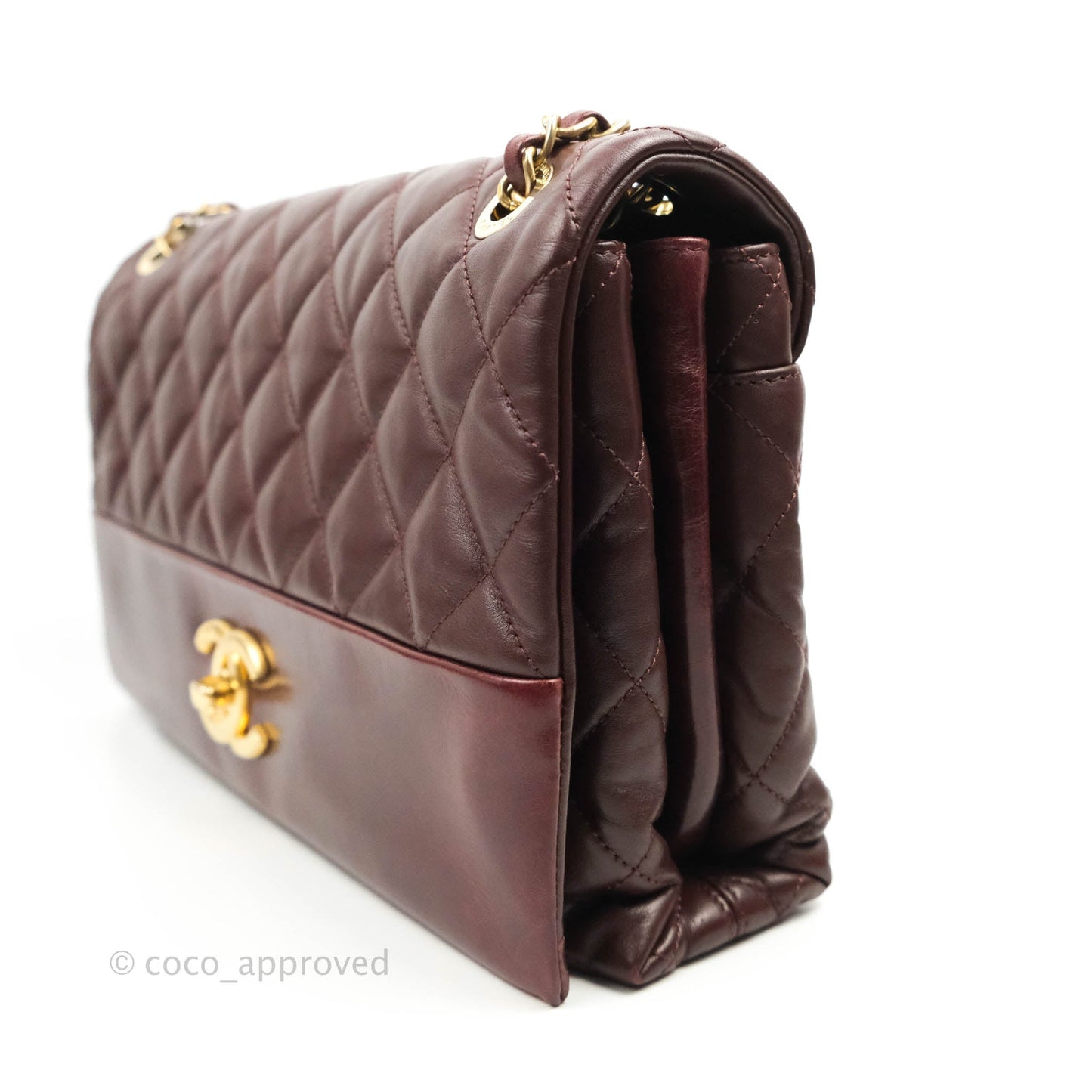Chanel Quilted Jumbo Soft Elegance Flap Bordeaux Calfskin Aged Gold Hardware