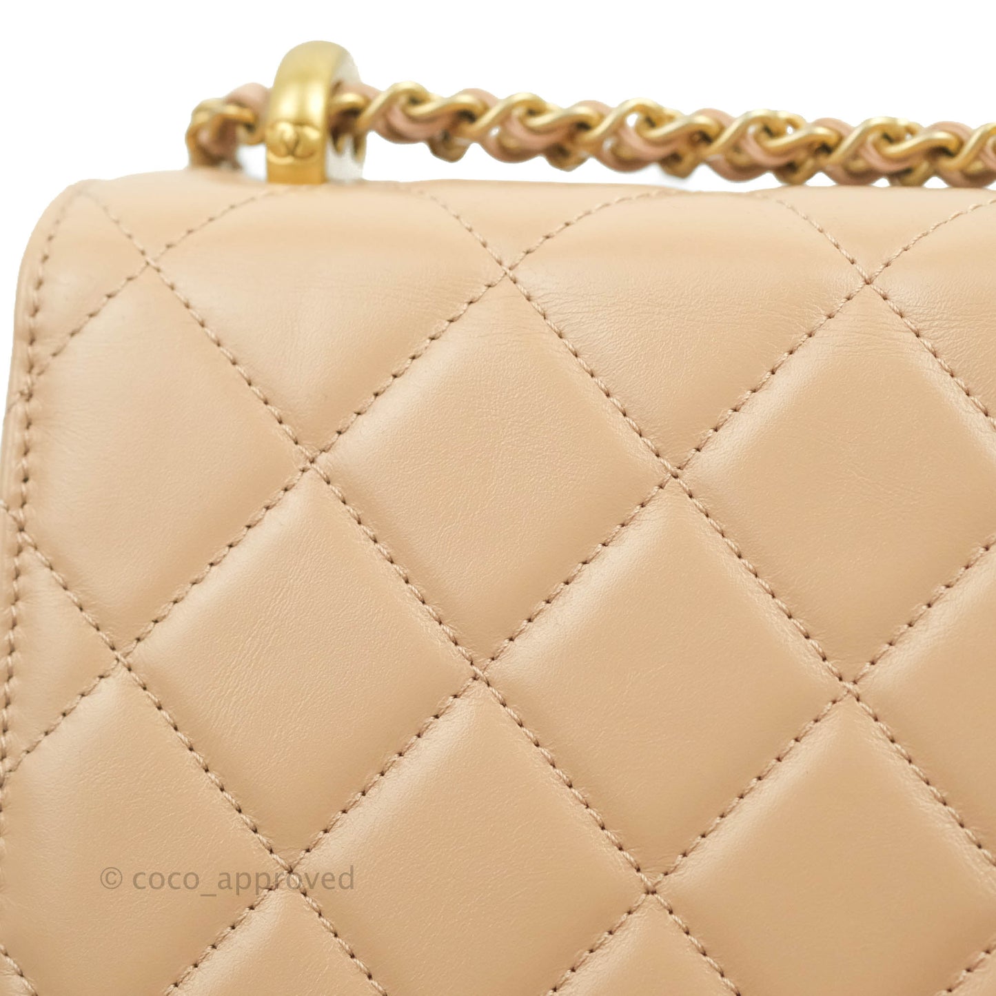 Chanel Quilted Mini Perfect Fit Adjustable Beige Calfskin Gold Hardware 21A