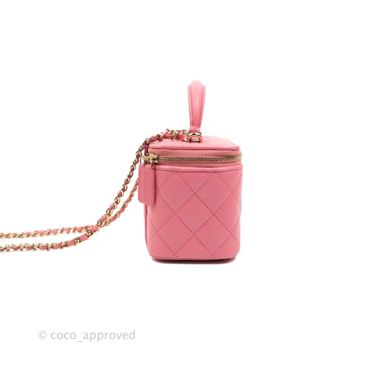 Chanel Vanity Rectangular Top Handle Pink Lambskin Gold Hardware
