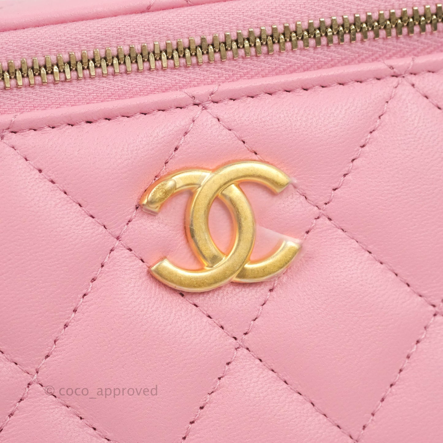 Chanel Vanity Rectangular with Top Handle Pick Me Up Pink Lambskin Aged Gold Hardware 22S