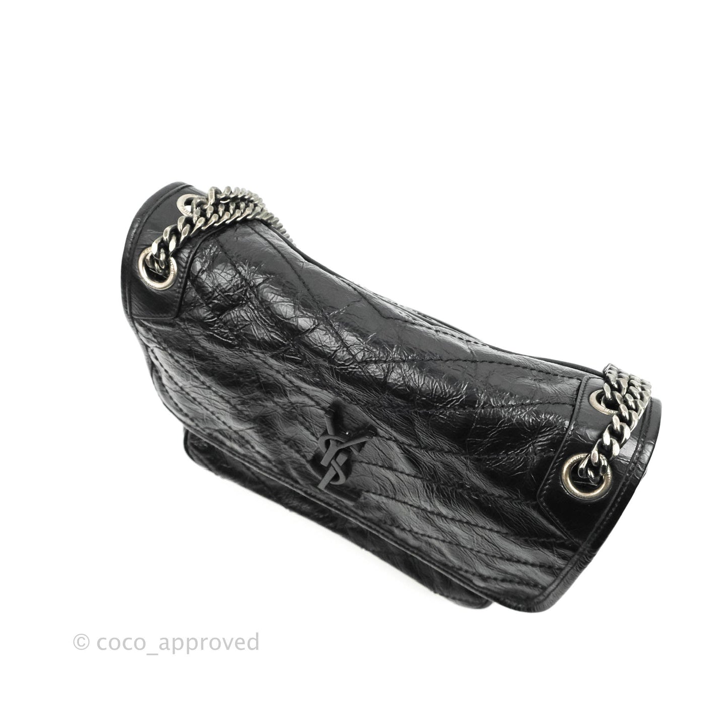 Saint Laurent Medium Niki Chain Bag Crinkled Calfskin Black
