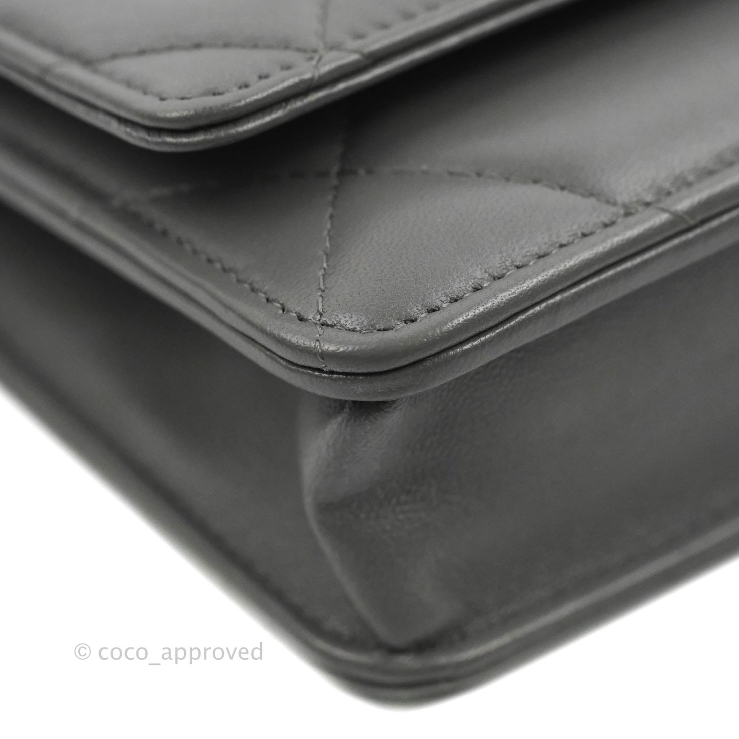 Chanel 19 Wallet on Chain WOC Dark Grey Lambskin Mixed Hardware