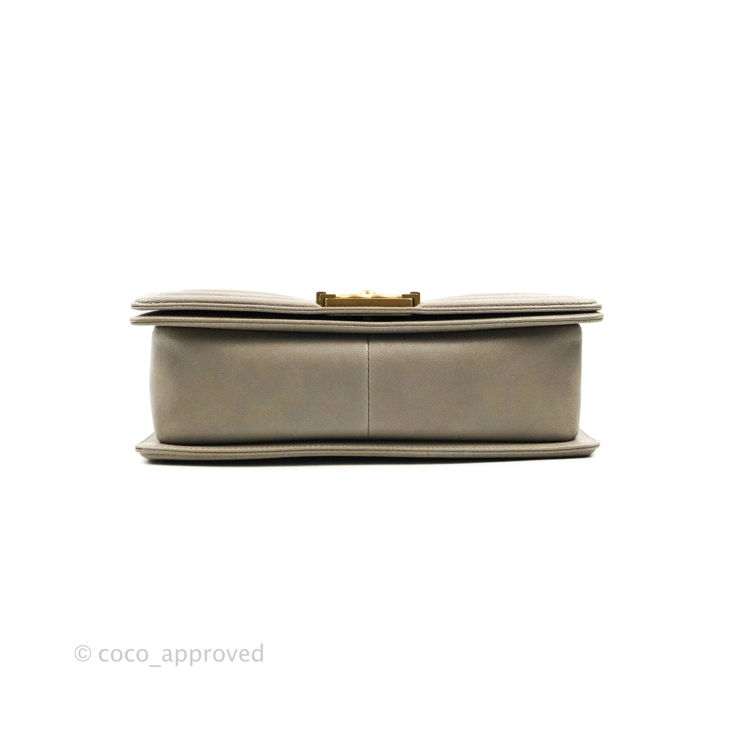 Chanel Quilted Medium Boy Grey Caviar Aged Gold Hardware