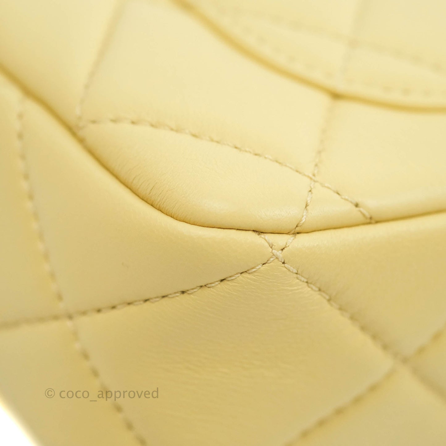 Chanel Enamel Quilted Pending CC Mini Square Flap Yellow Lambskin Aged Gold Hardware 22P