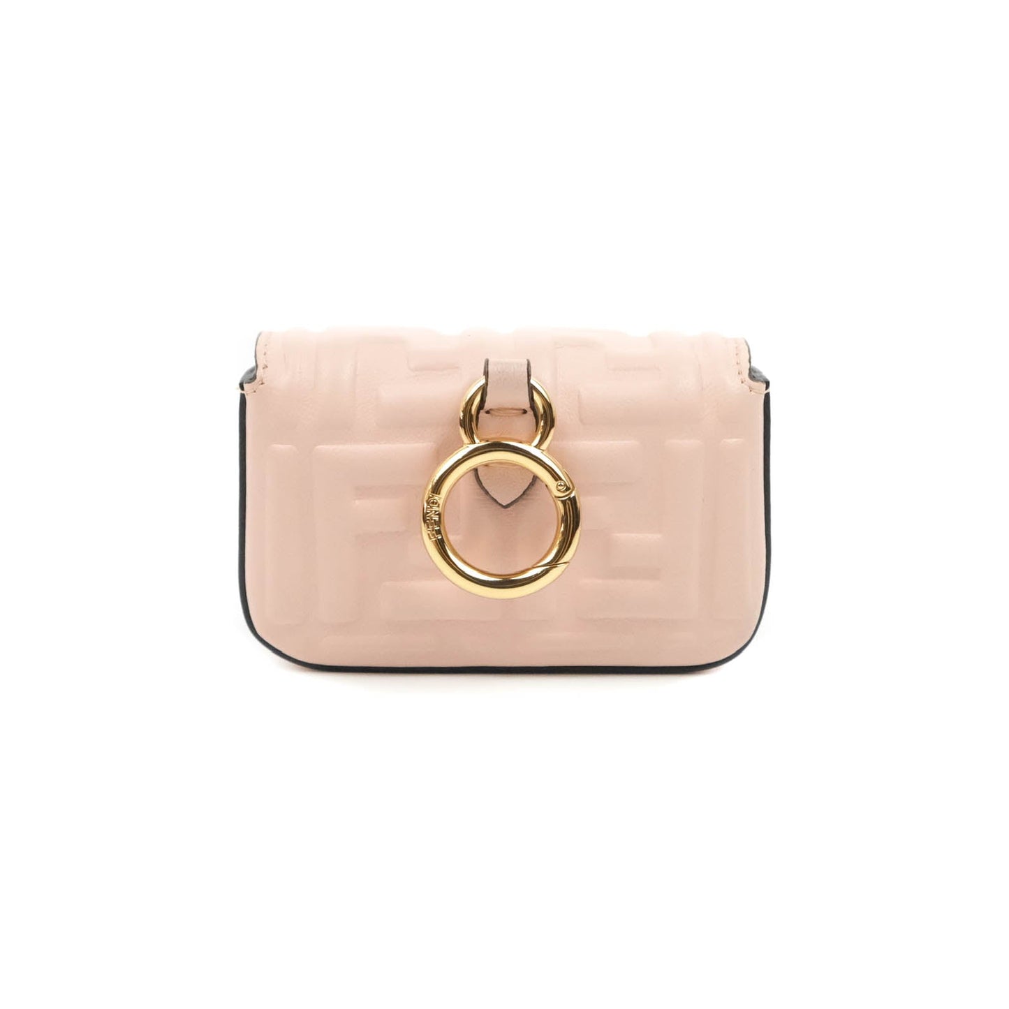 Fendi Nappa FF Embossed Nano Baguette Charm Beige Pink