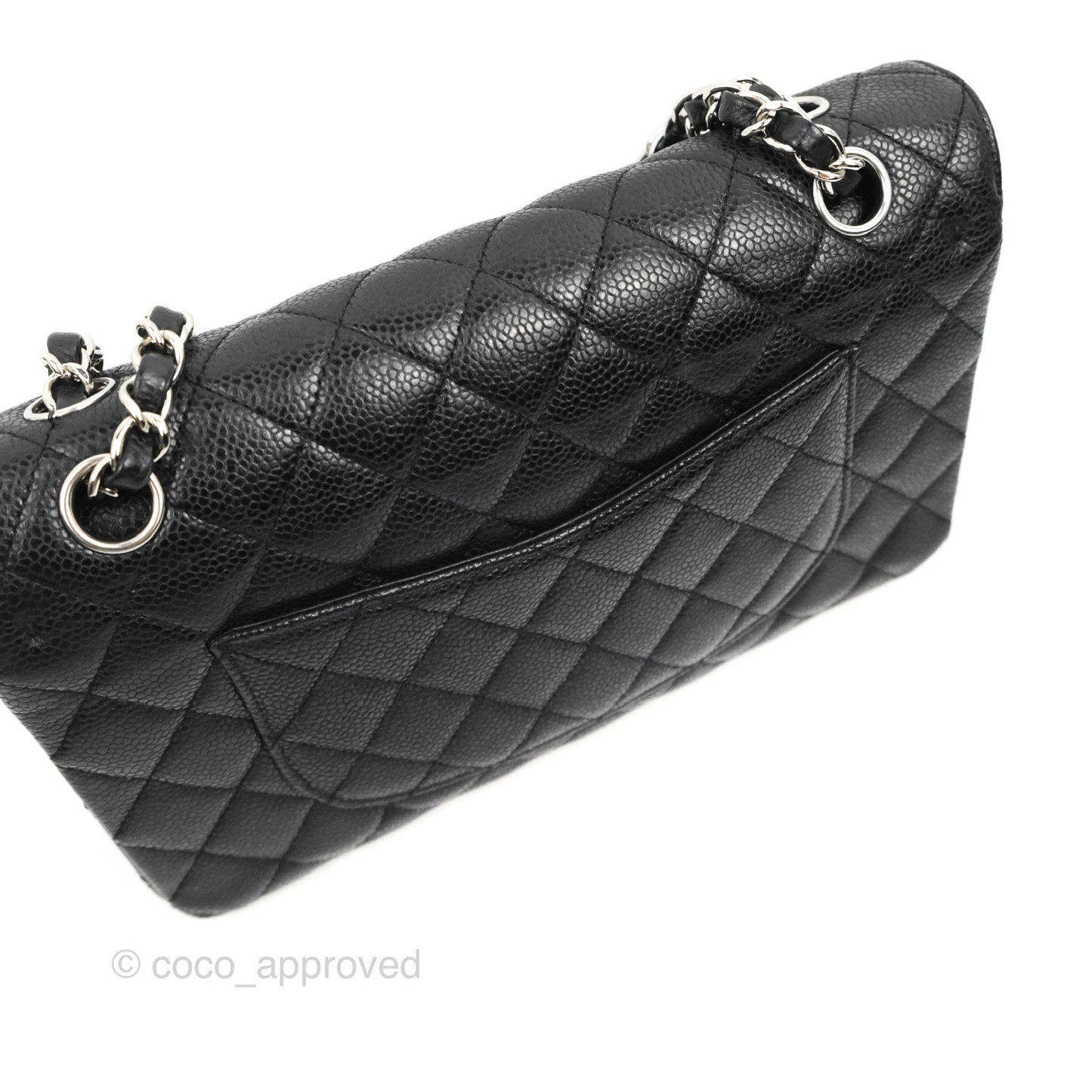 Chanel Classic M/L Medium Flap Quilted Black Caviar Silver Hardware