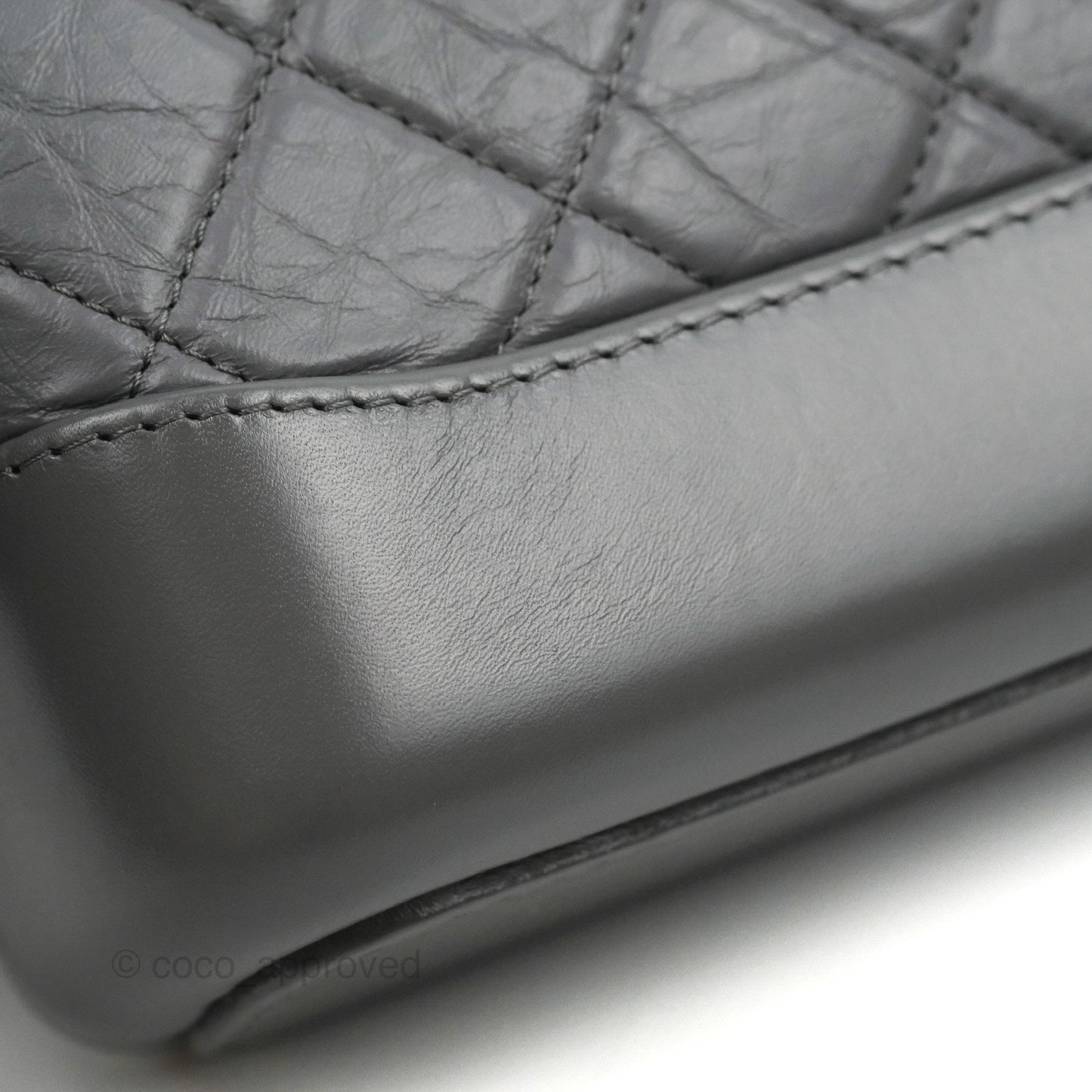 Chanel Quilted Small Gabrielle Hobo Grey Calfskin Mixed Hardware