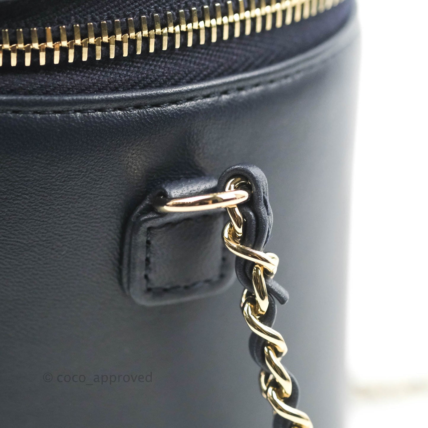 Chanel CC Mania Vanity Case Navy Lambskin Gold Hardware