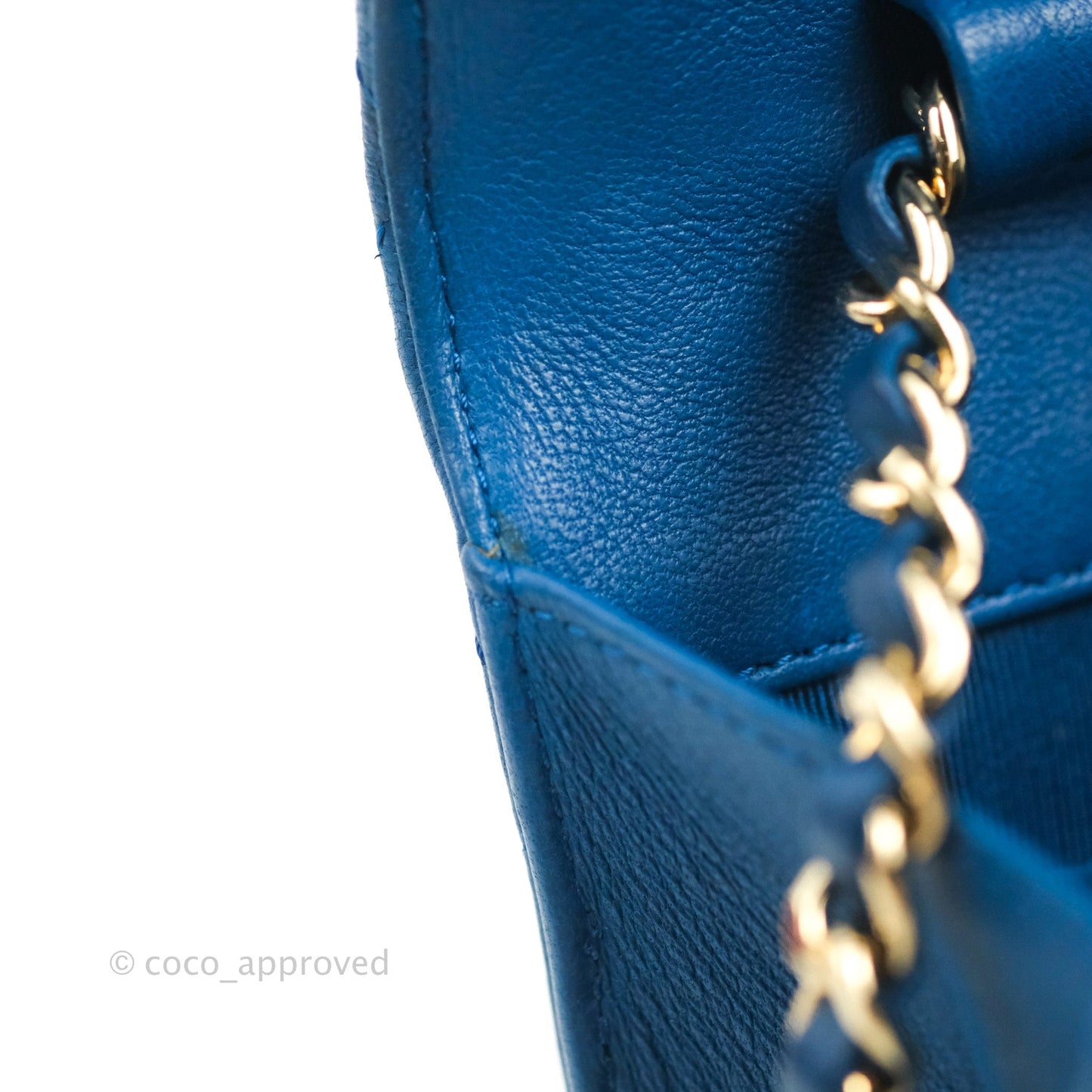 Chanel Quilted Classic Wallet on Chain WOC Blue Lambskin Gold Hardware