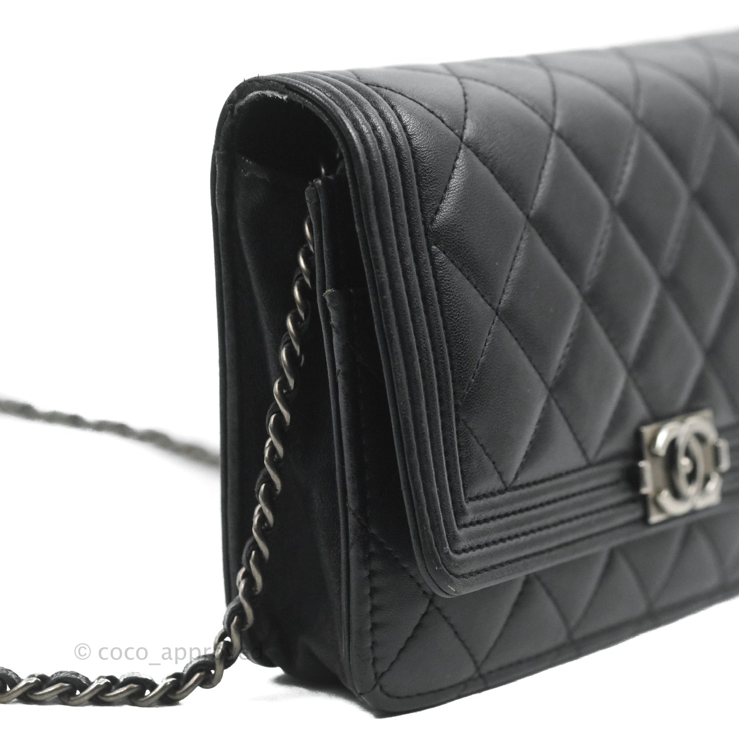 Chanel Boy Wallet on Chain WOC Black Lambskin Ruthenium Hardware