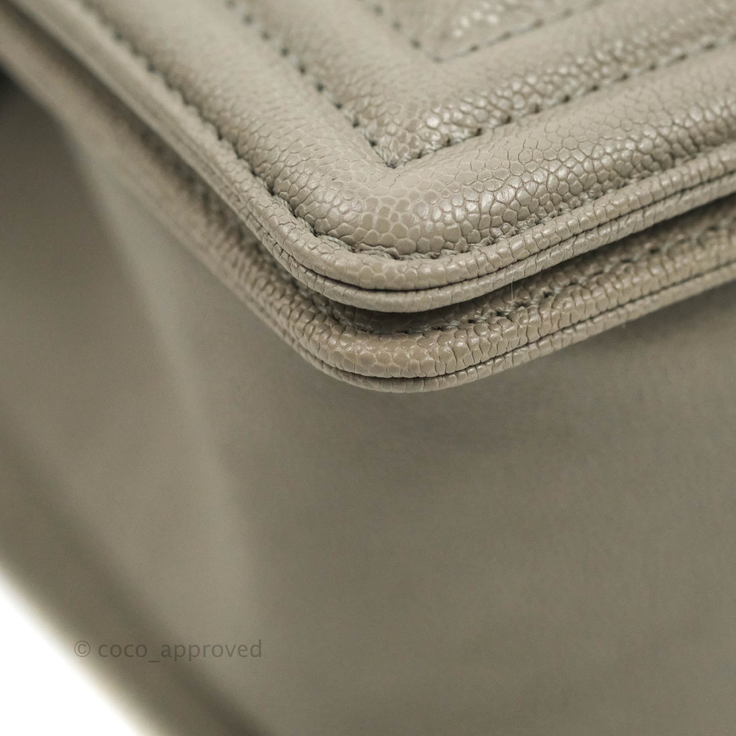 Chanel Quilted Medium Boy Grey Caviar Aged Gold Hardware