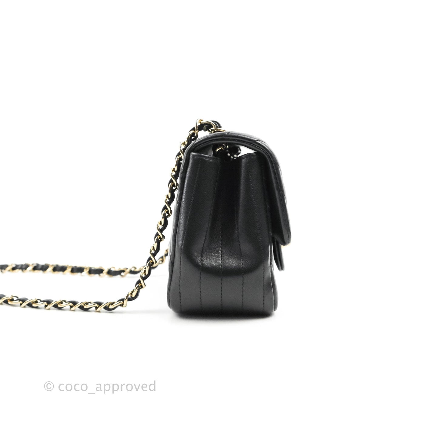 Chanel Mini Square Black Chevron Lambskin Gold Hardware