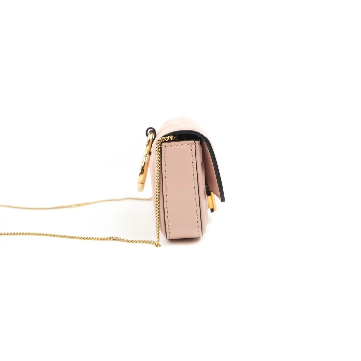 Fendi Nappa FF Embossed Nano Baguette Charm Beige Pink