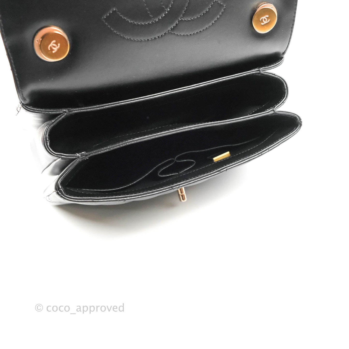Chanel Small Trendy CC Black Lambskin Rose Gold Hardware 22C