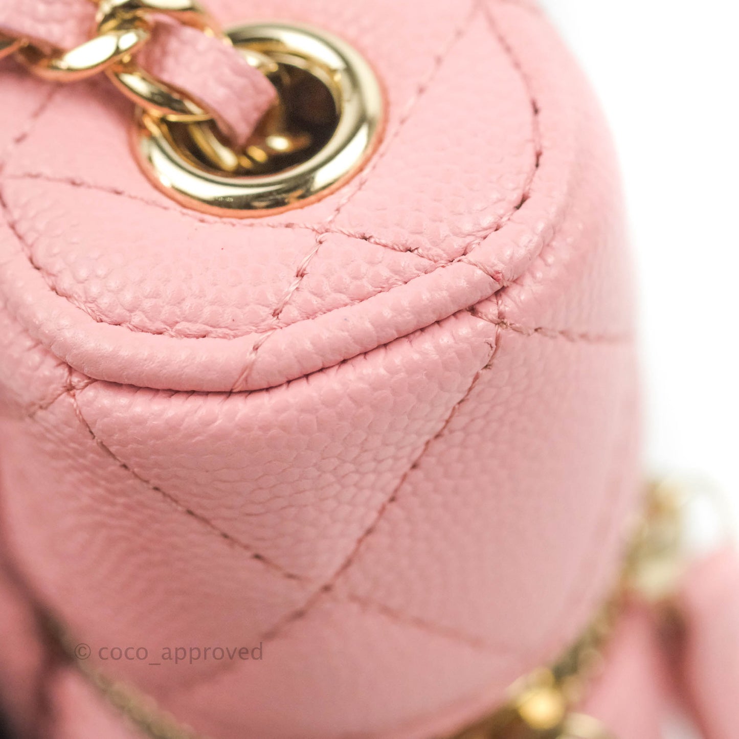 Chanel Vanity Phone Holder With Chain Pink Caviar Gold Hardware