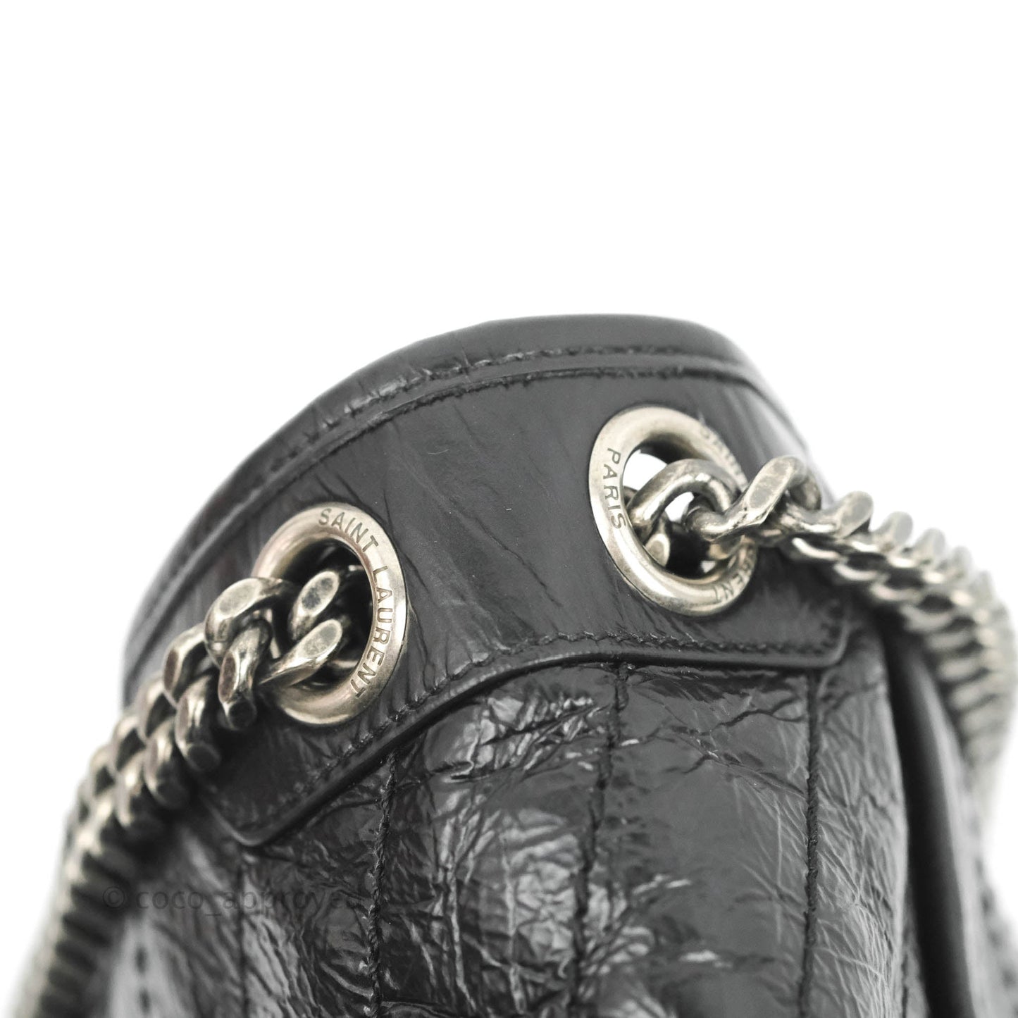 Saint Laurent Medium Niki Chain Bag Crinkled Calfskin Black