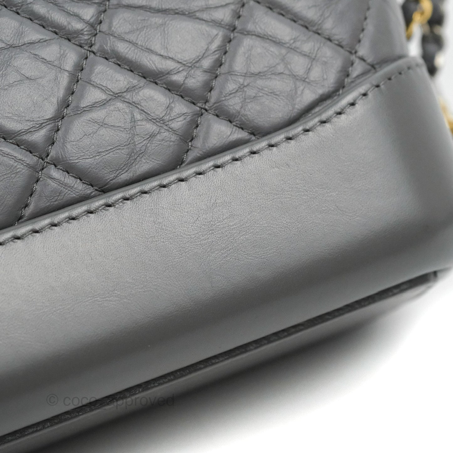Chanel Quilted Small Gabrielle Hobo Grey Calfskin Mixed Hardware