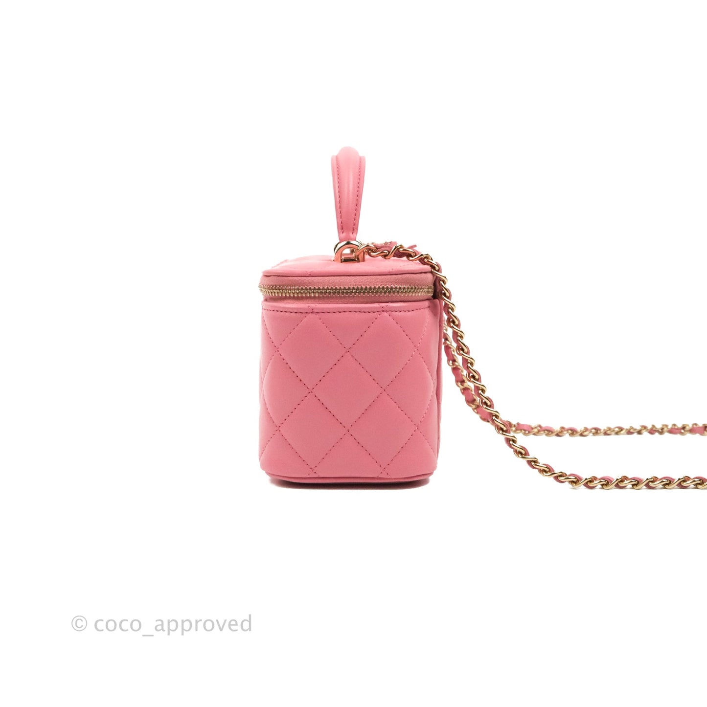 Chanel Vanity Rectangular Top Handle Pink Lambskin Gold Hardware