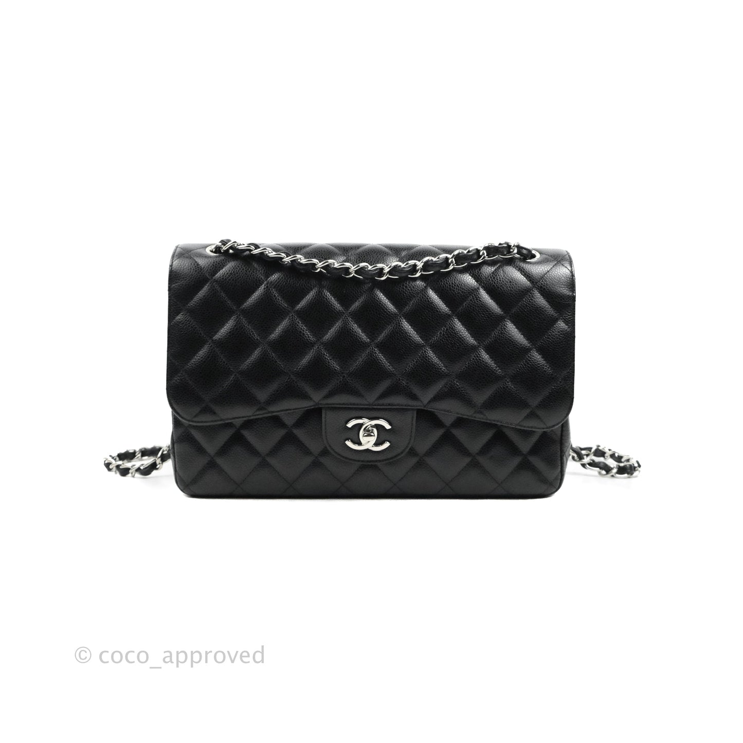 Chanel Jumbo Double Flap Black Caviar Silver Hardware⁣⁣