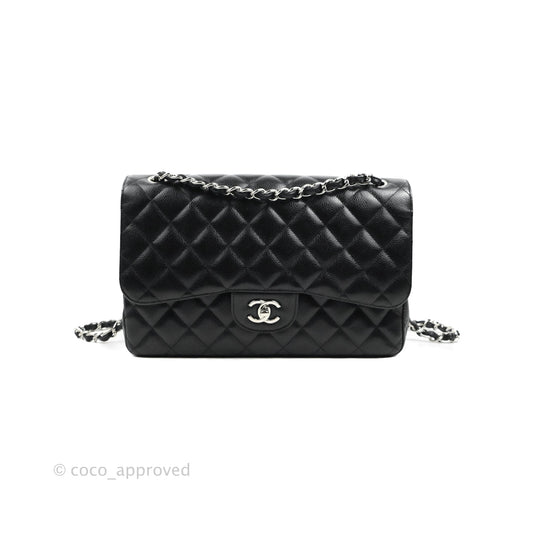 Chanel Jumbo Double Flap Black Caviar Silver Hardware⁣⁣