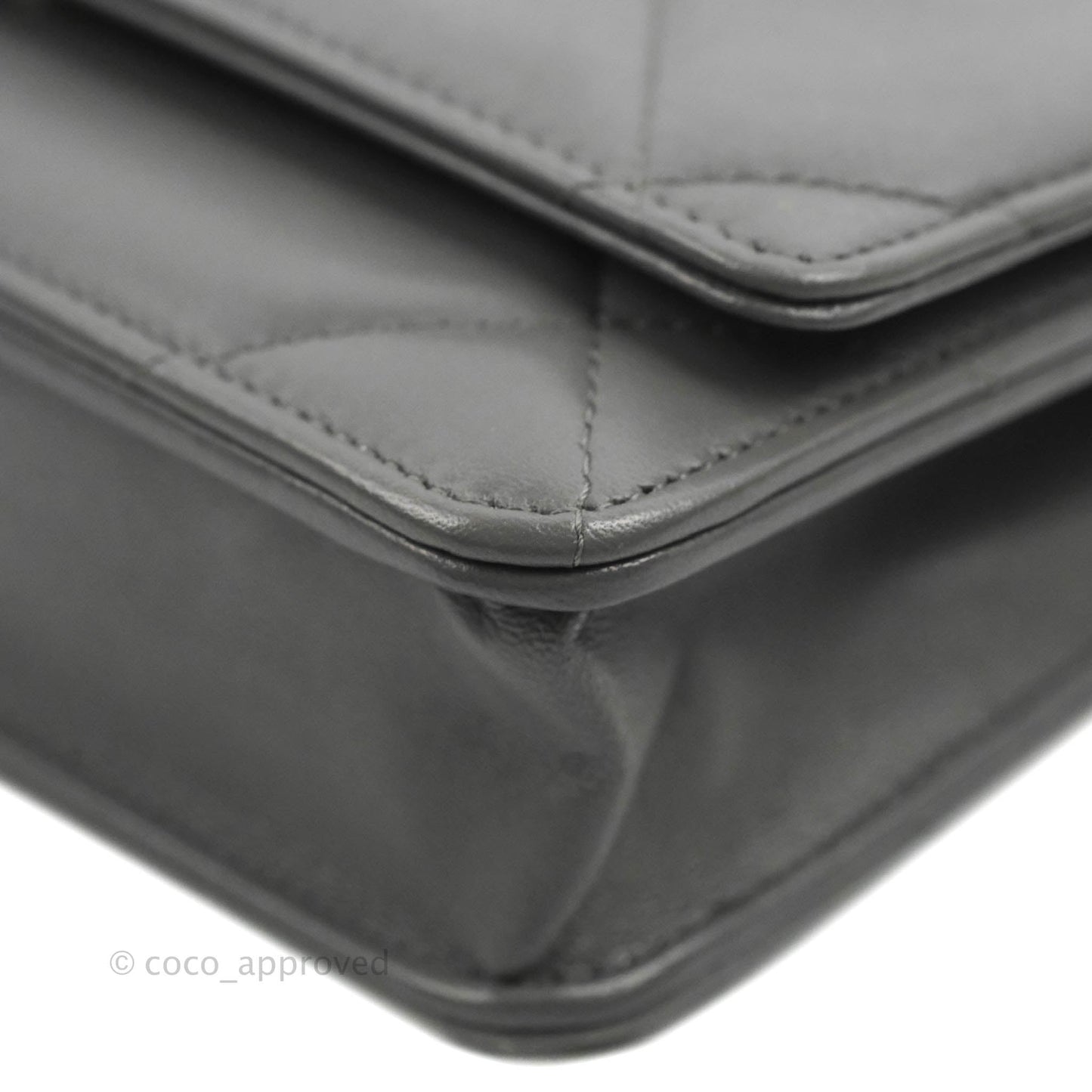 Chanel 19 Wallet on Chain WOC Dark Grey Lambskin Mixed Hardware