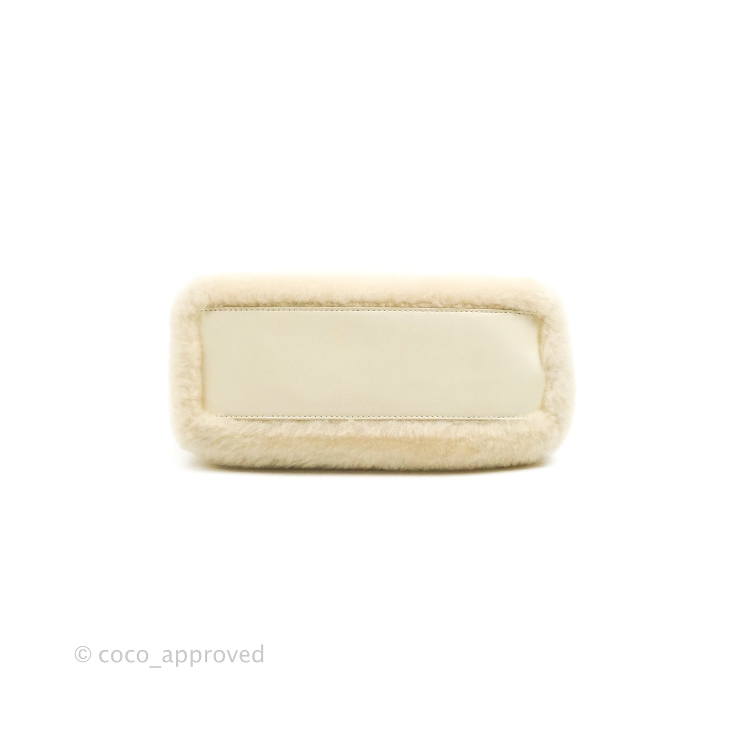Fendi Mini Peekaboo Shearling Bag White Gold Harware