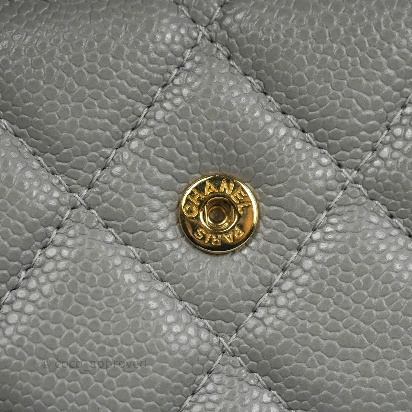 Chanel Miss Coco Clutch With Chain Quilted Grey Caviar Gold Hardware