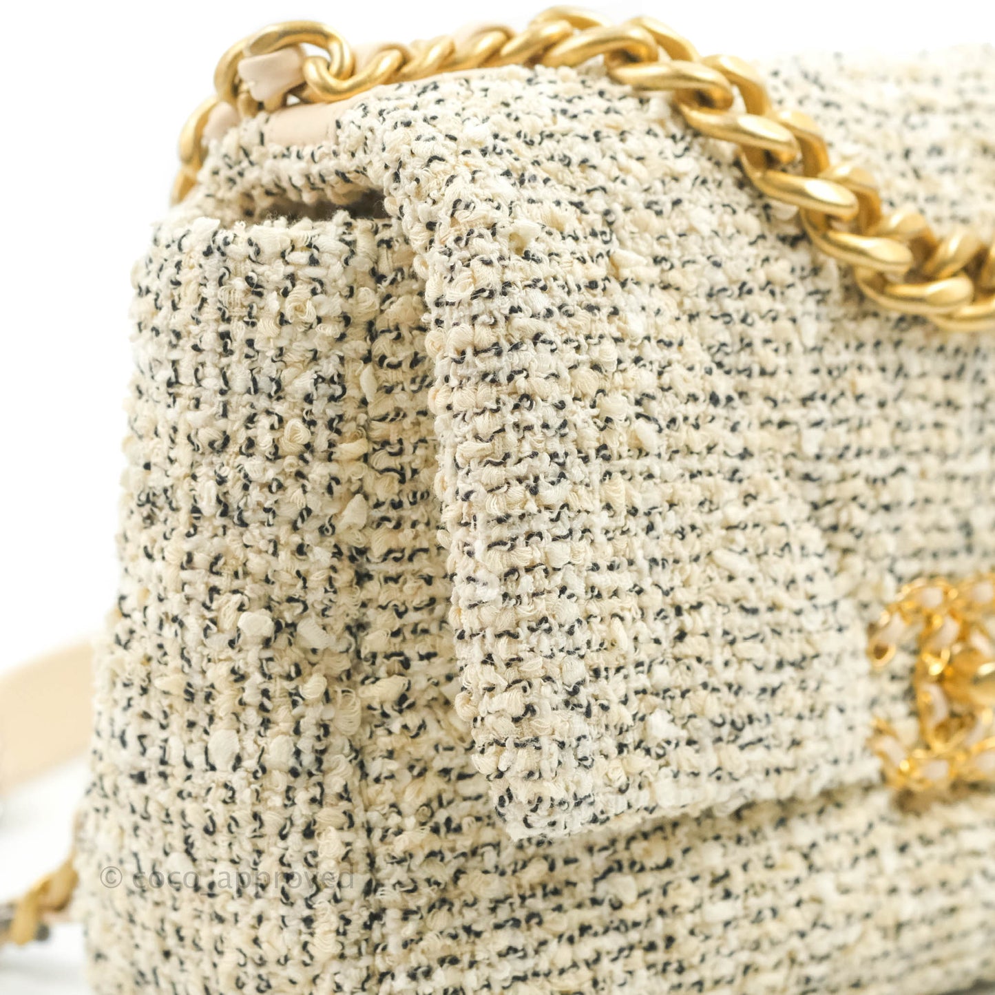 Chanel 19 Small Tweed Oreo Cream Mixed Hardware