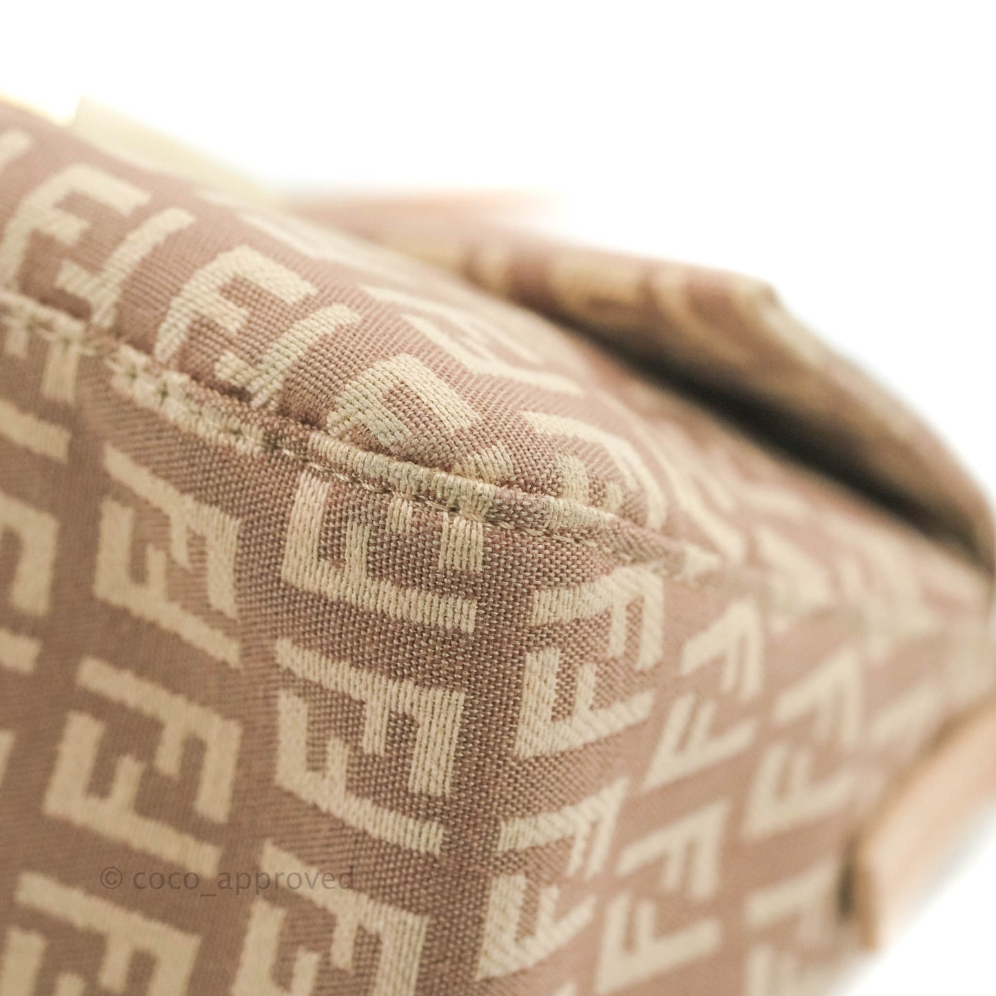 Fendi Zucchino Mini Mama Baguette Beige Pink Gold Hardware