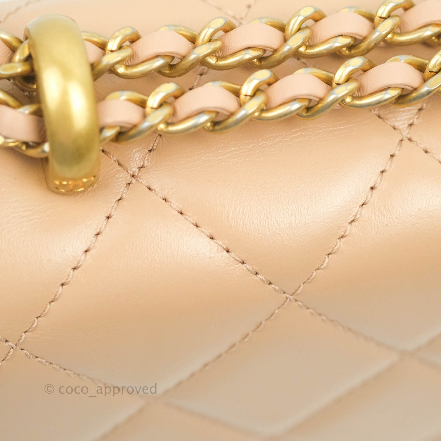 Chanel Quilted Mini Perfect Fit Adjustable Beige Calfskin Gold Hardware 21A
