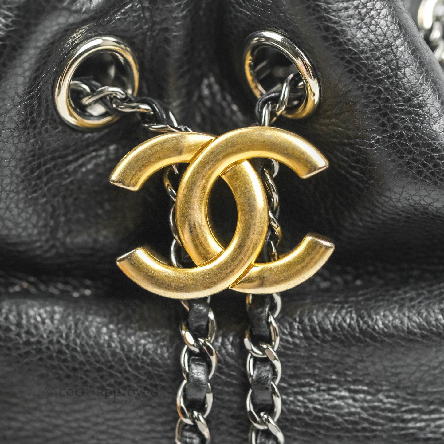 Chanel Small Gabrielle Drawstring Bag Black Calfskin