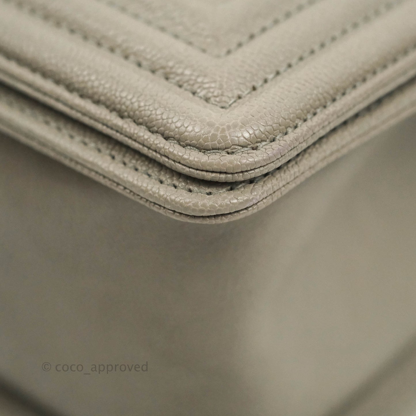 Chanel Quilted Medium Boy Grey Caviar Aged Gold Hardware
