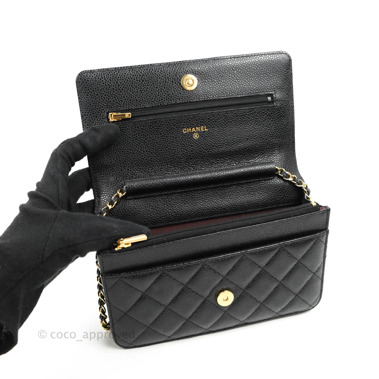 Chanel Quilted Classic WOC Black Caviar Gold Hardware