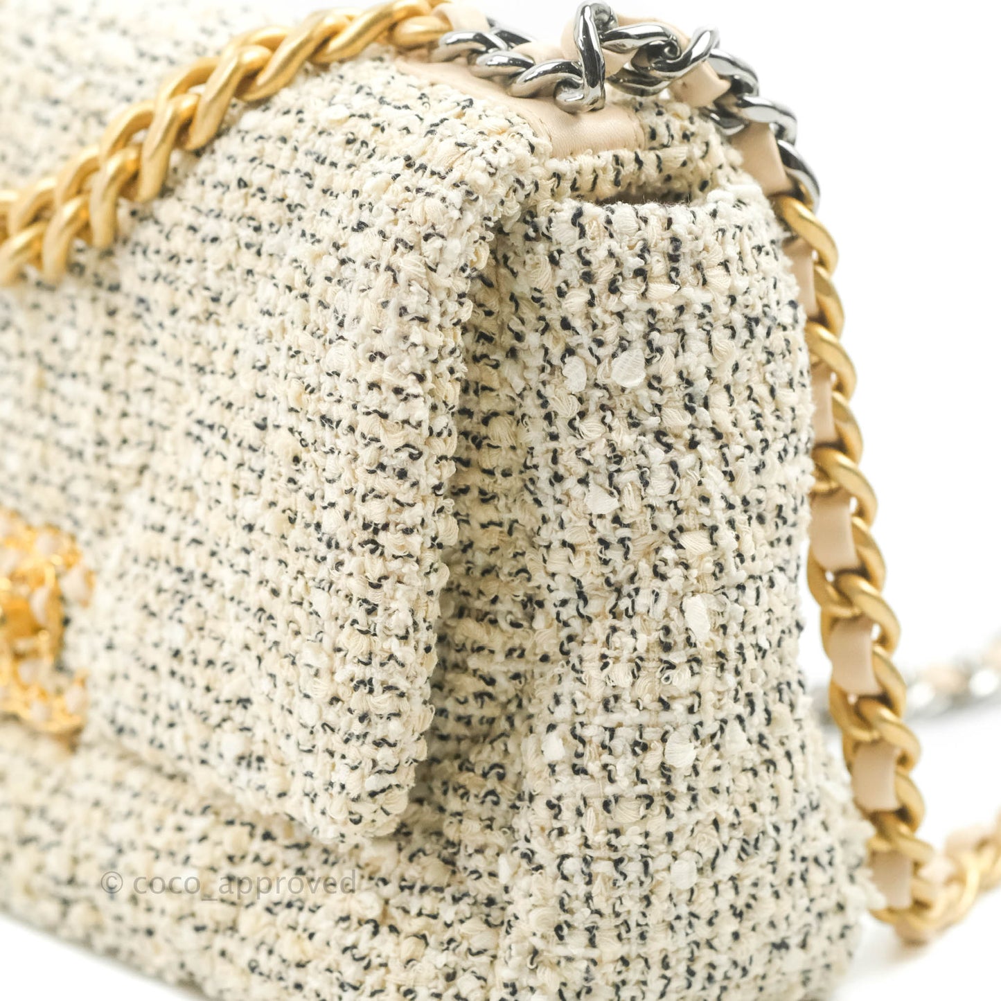 Chanel 19 Small Tweed Oreo Cream Mixed Hardware