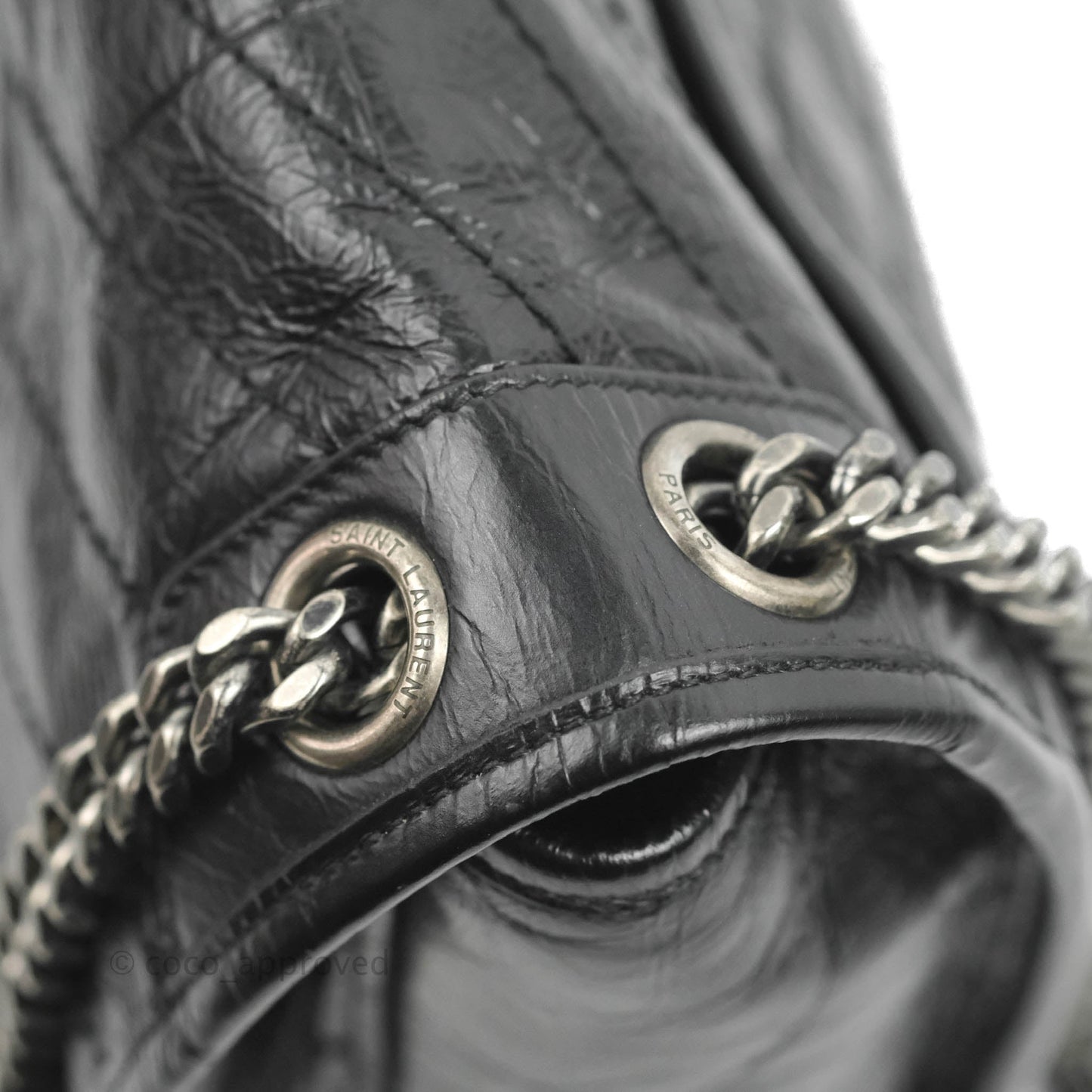 Saint Laurent Medium Niki Chain Bag Crinkled Calfskin Black