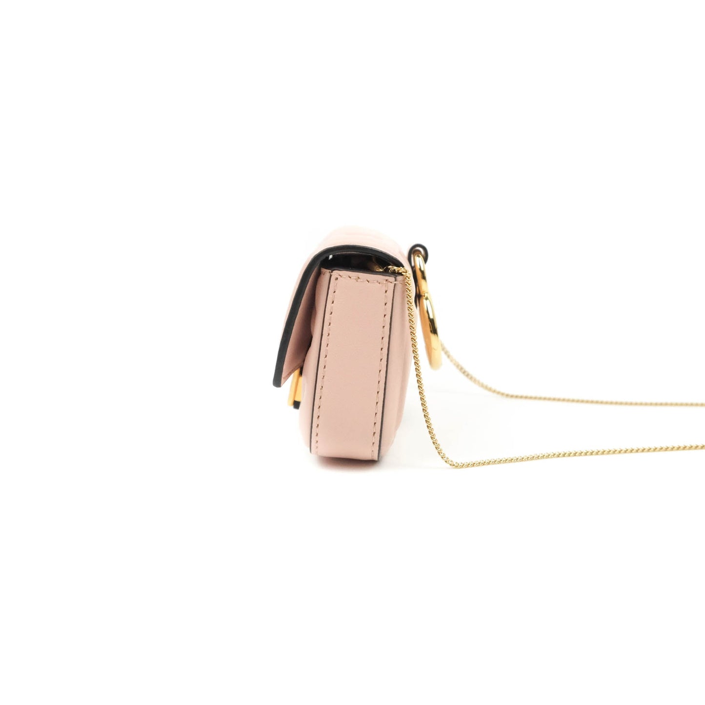Fendi Nappa FF Embossed Nano Baguette Charm Beige Pink