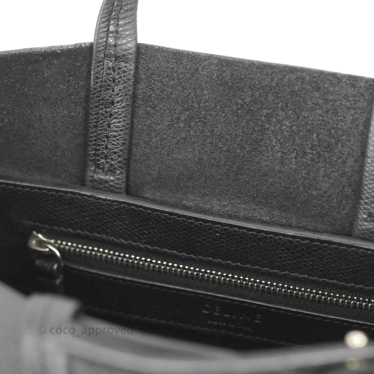 Celine Small Vertical Cabas Tote Grained Calfskin Black Silver Hardware