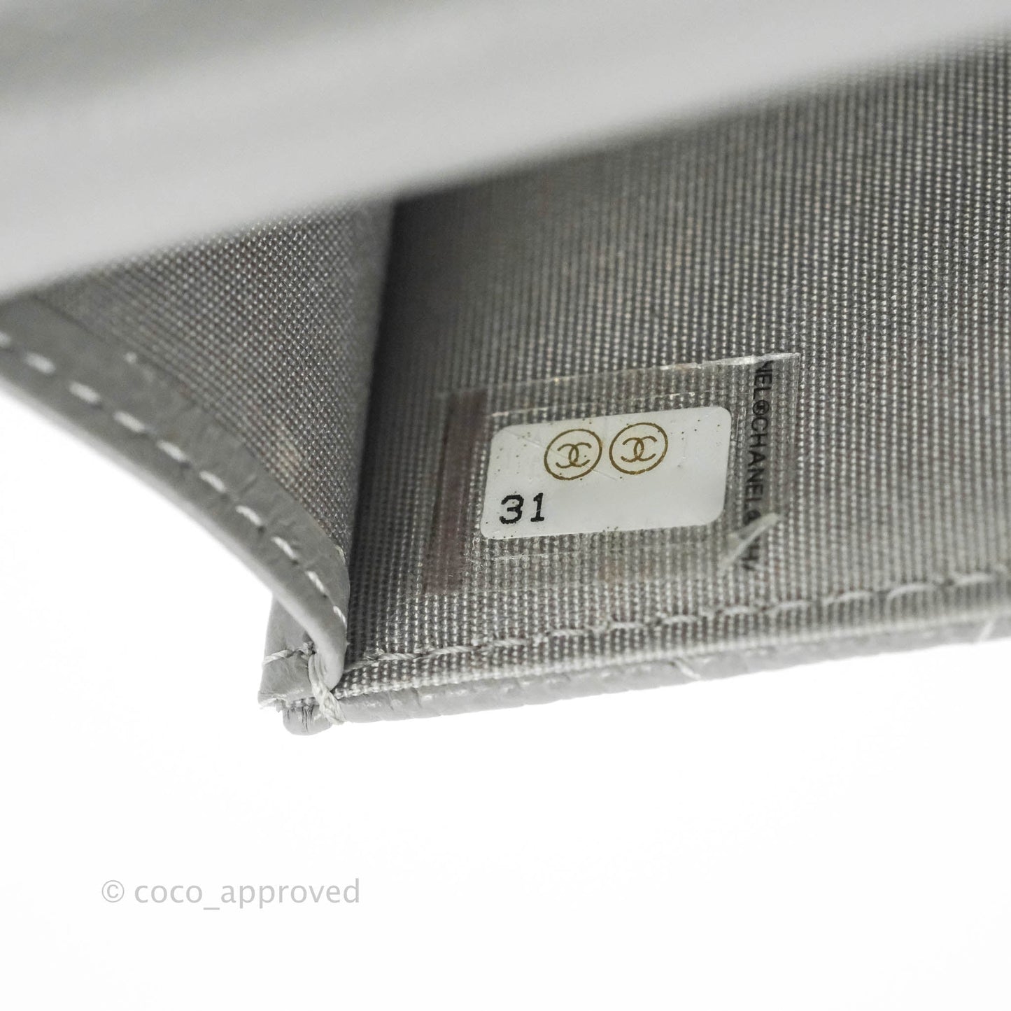 Chanel Miss Coco Clutch With Chain Quilted Grey Caviar Gold Hardware