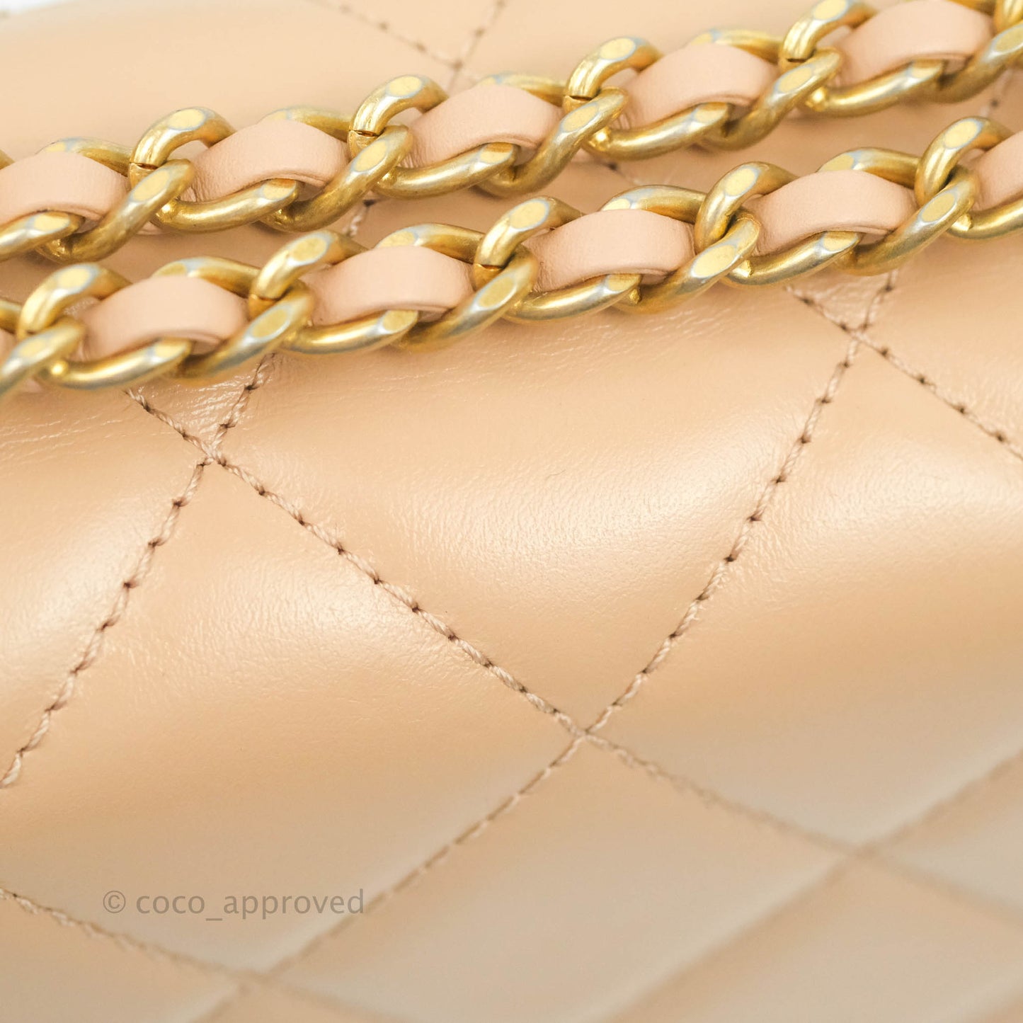 Chanel Quilted Mini Perfect Fit Adjustable Beige Calfskin Gold Hardware 21A