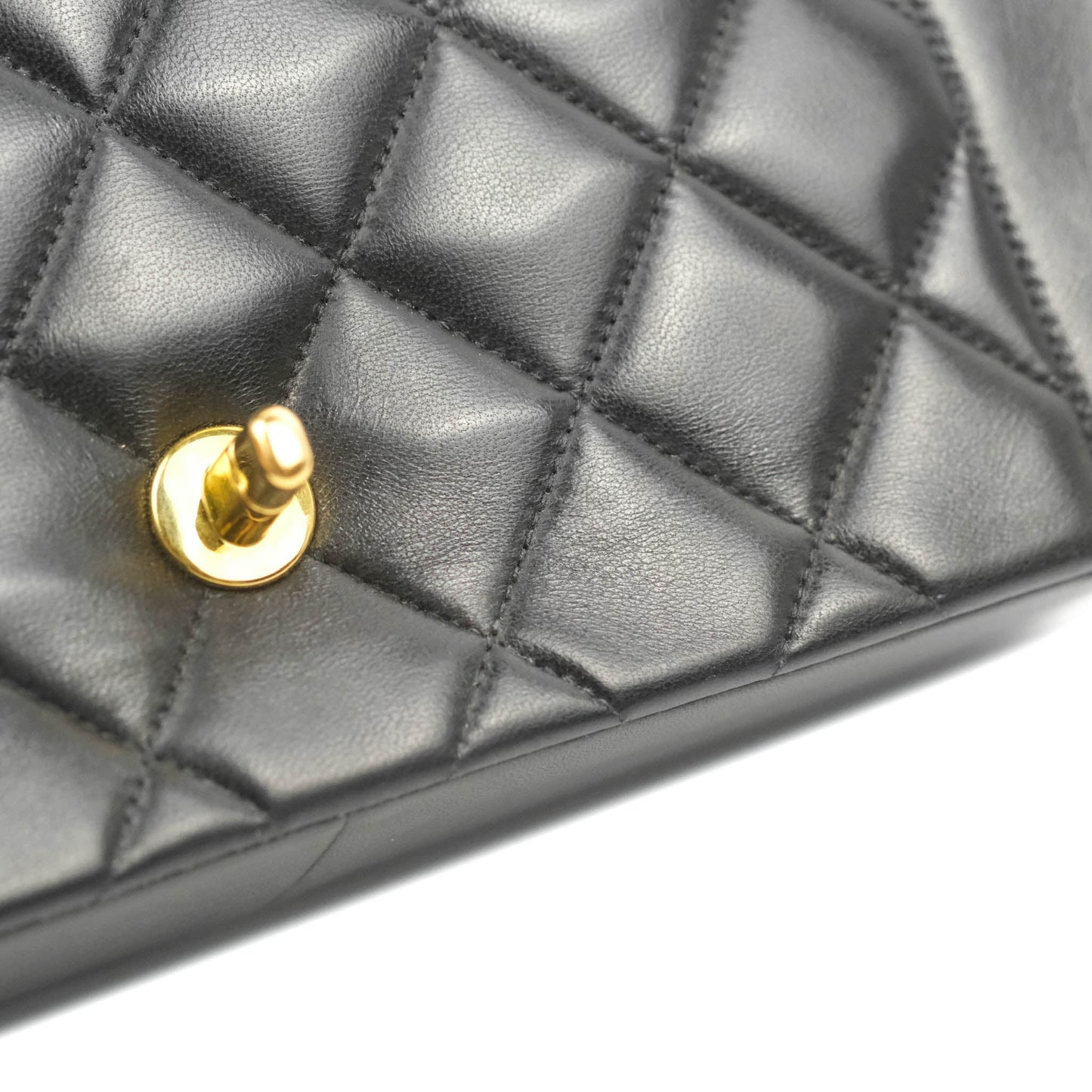 Chanel Vintage Quilted Medium Classic Diana Flap Bag Black Lambskin 24K Gold Hardware