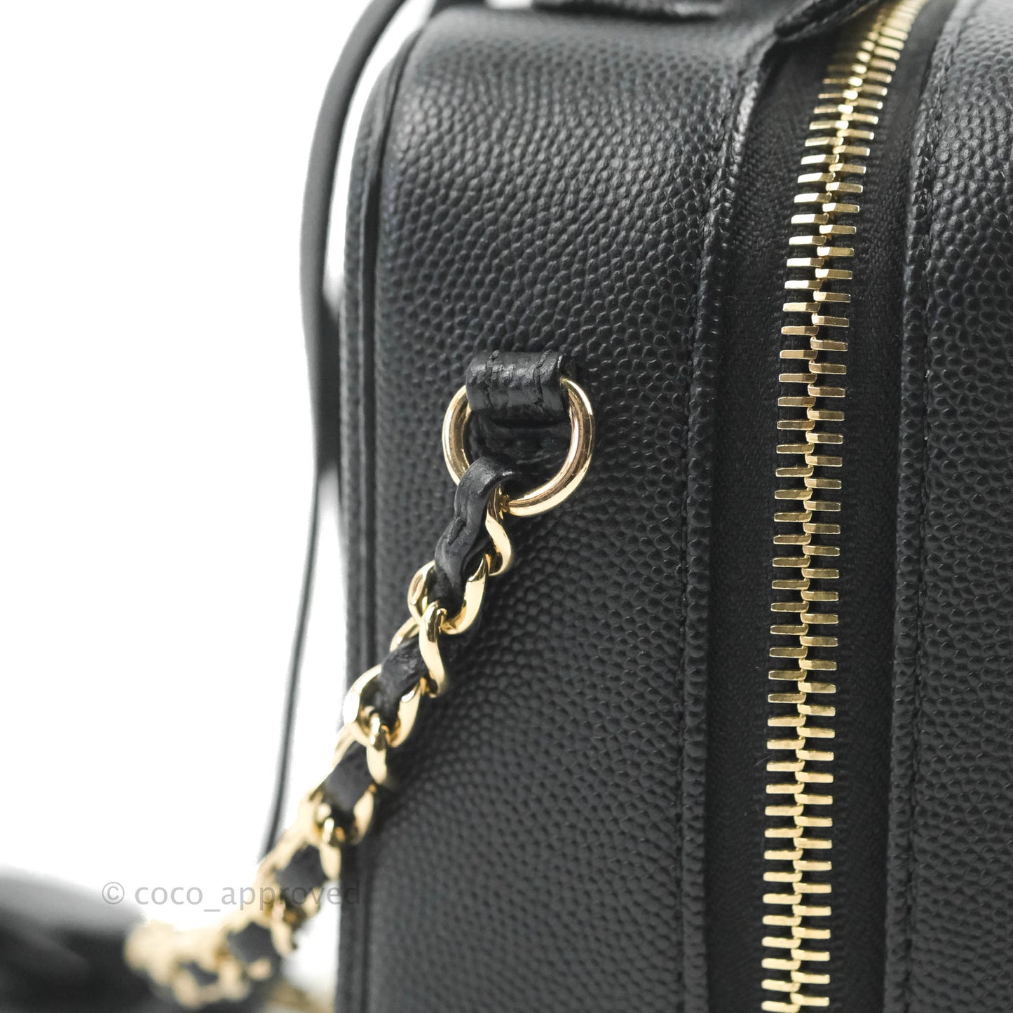 Chanel Quilted Small CC Filigree Vanity Case Black Caviar Gold Hardware