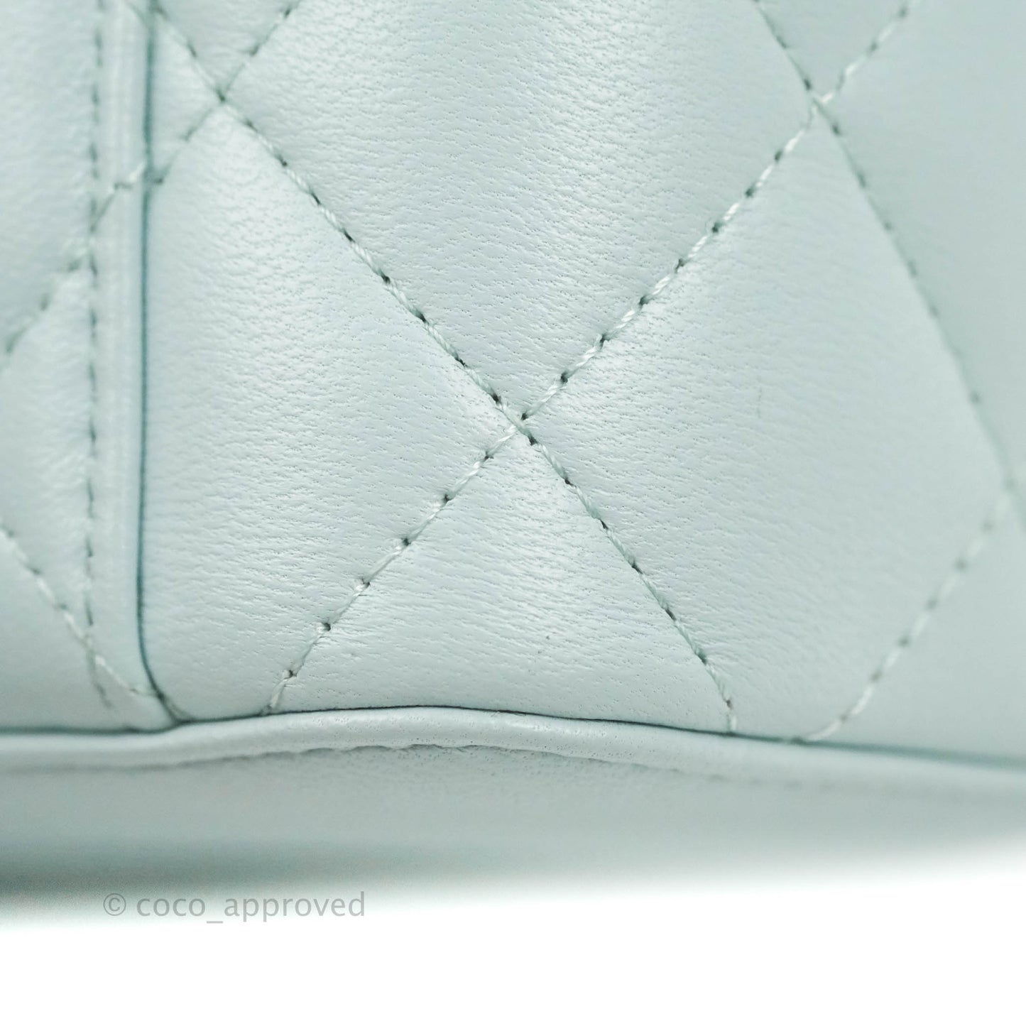 Chanel Mini Top Handle Vanity With Chain Light Blue Lambskin Gold Hardware