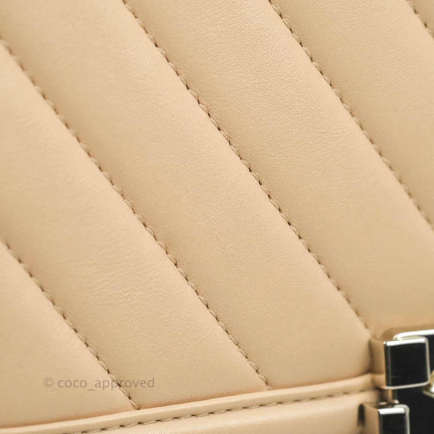 Chanel Chevron Medium Boy Light Pink Beige Calfskin Silver Hardware