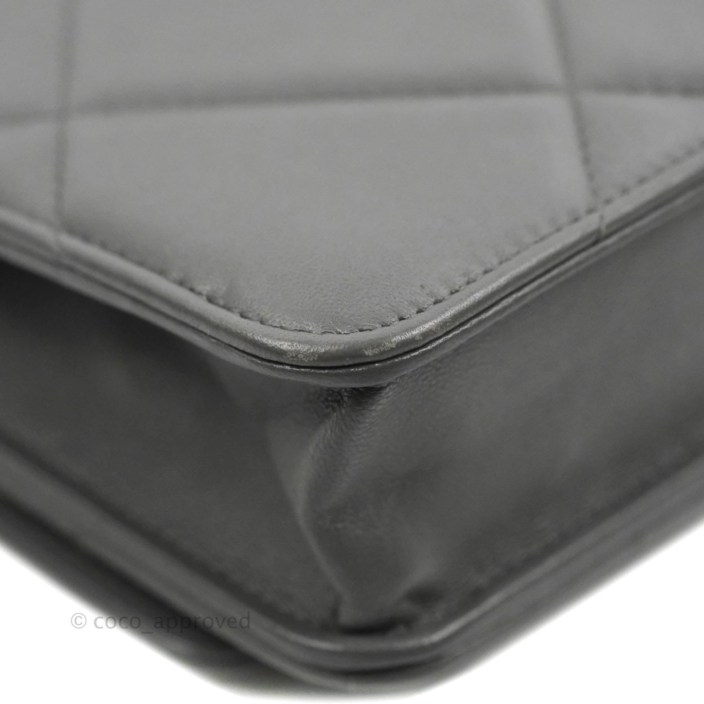 Chanel 19 Wallet on Chain WOC Dark Grey Lambskin Mixed Hardware