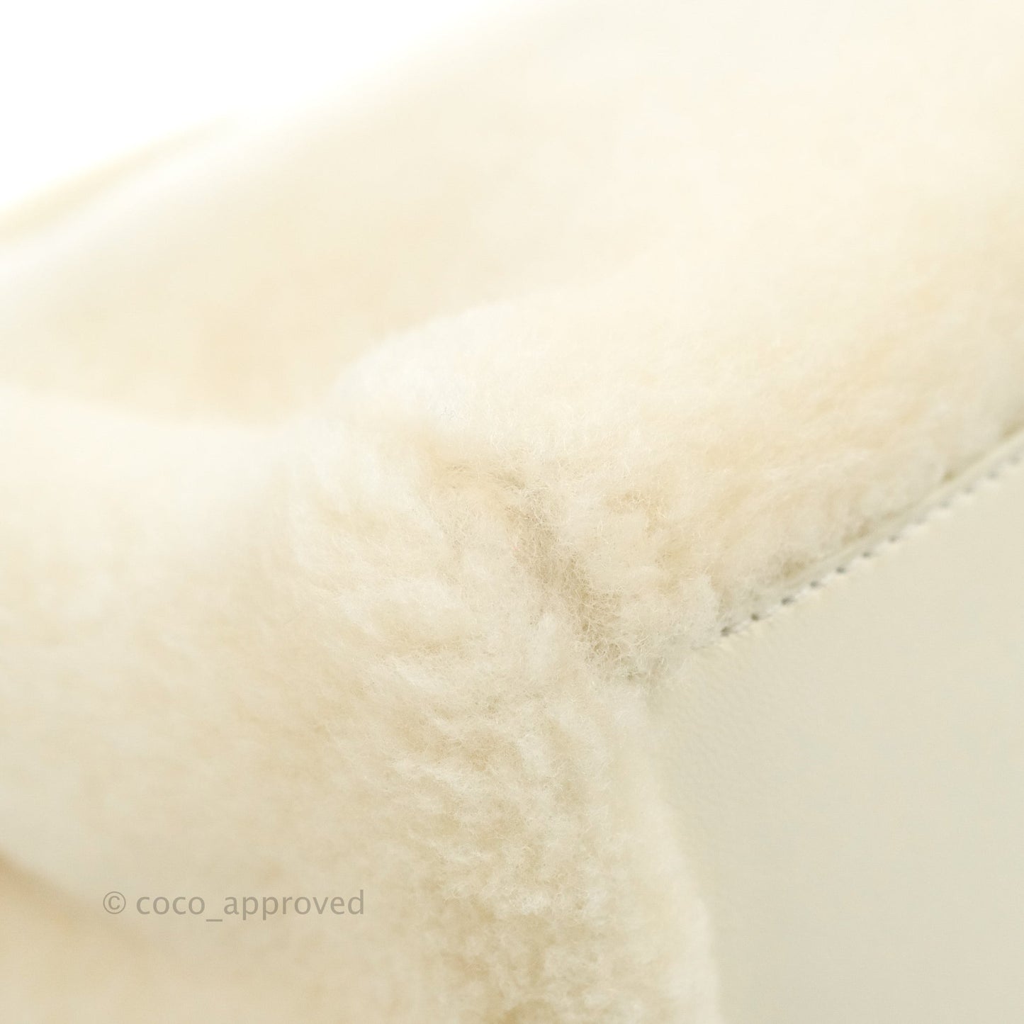 Fendi Mini Peekaboo Shearling Bag White Gold Harware