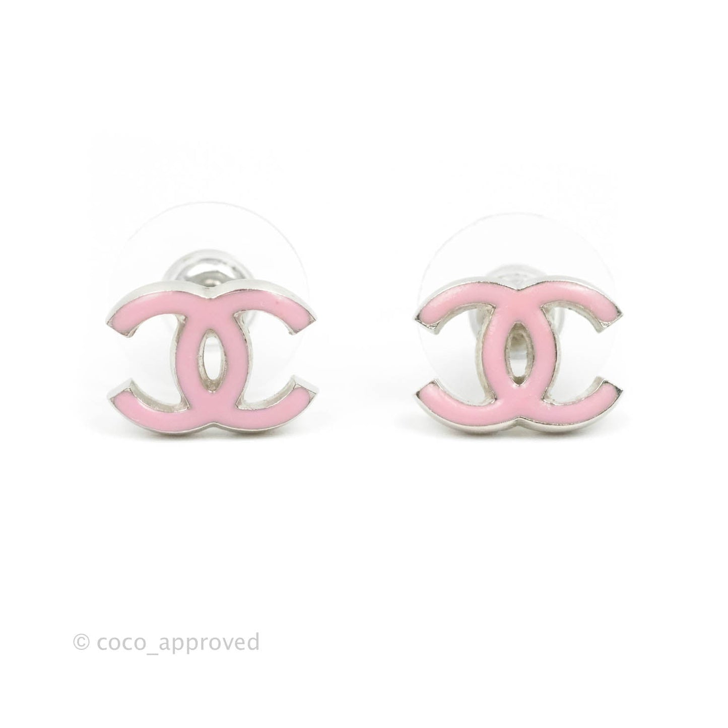 Chanel CC Earrings Pink Enamel
