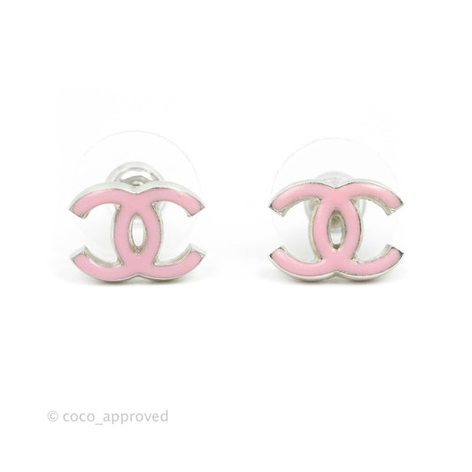 Chanel CC Earrings Pink Enamel