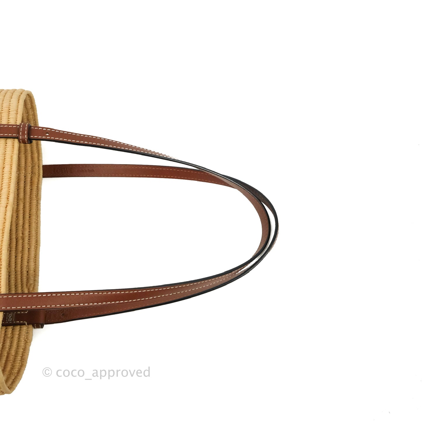 Loewe Small Square Basket Bag Raffia Calfskin Natural/Pecan