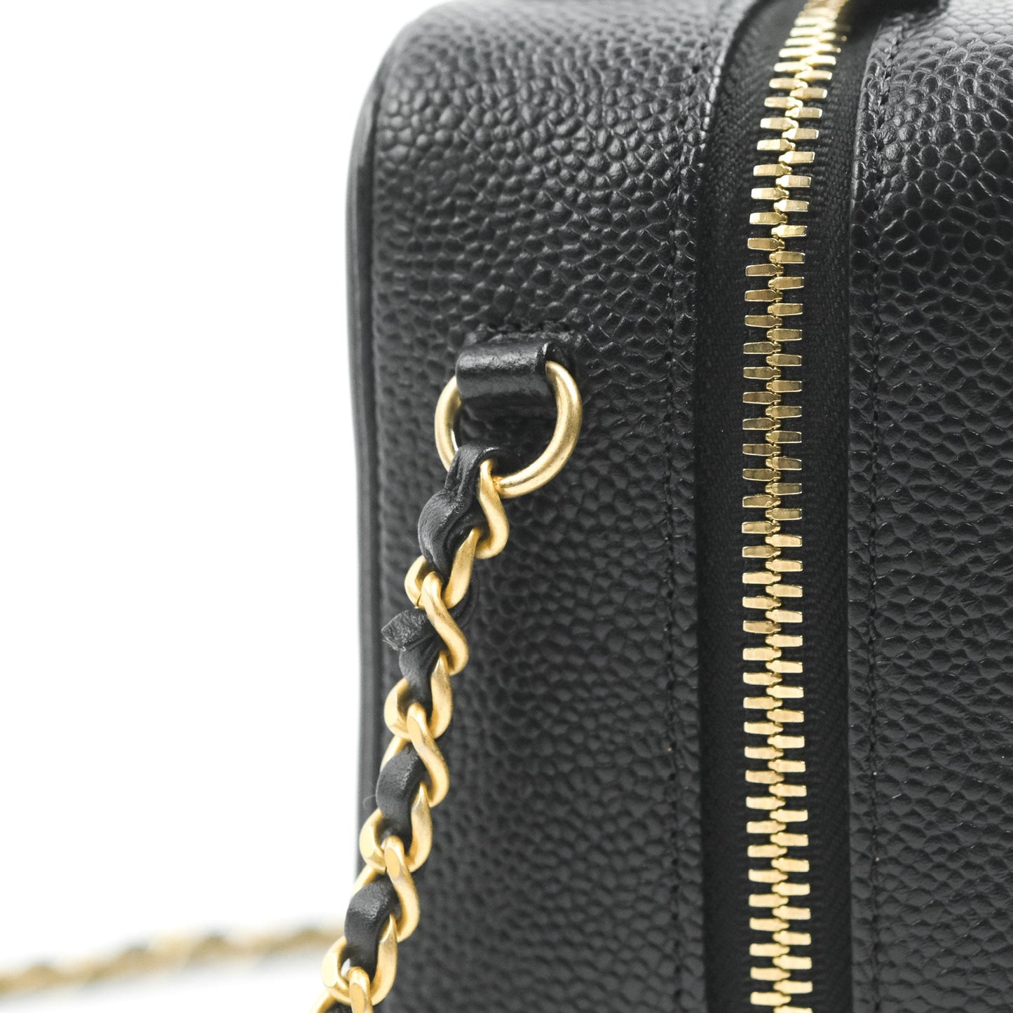 Chanel Quilted Small CC Filigree Vanity Case Black Caviar