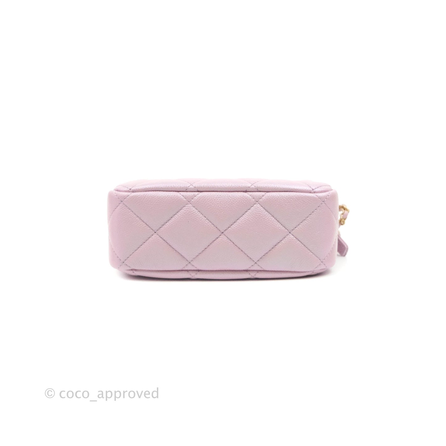 Chanel Quilted My Perfect Camera Case Iridescent Pink Caviar Aged Gold Hardware